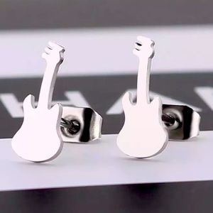 Stainless Steel Guitar Stud Earrings